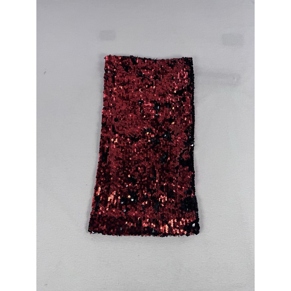 HeartRaves Reversible Red Black Sequin Tube Top Strapless One Size Festival